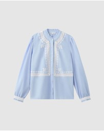 M.N.G - Embroidered Blouse with Scalloped Details