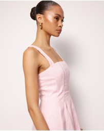 AERE - Pasey Linen Seamed Detail Midi Dress