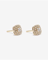 Michael Hill - 0.30 Carat TW Cushion Shaped Diamond Cluster Stud Earrings in 10kt Yellow Gold