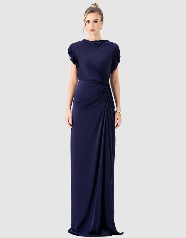 Bariano - Rasmi Ruched Satin Gown