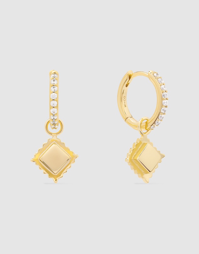 Wanderlust + Co - Ravioli Charm Huggie Earrings