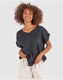 CAMIXA - Martina Linen V-Neck T-shirt