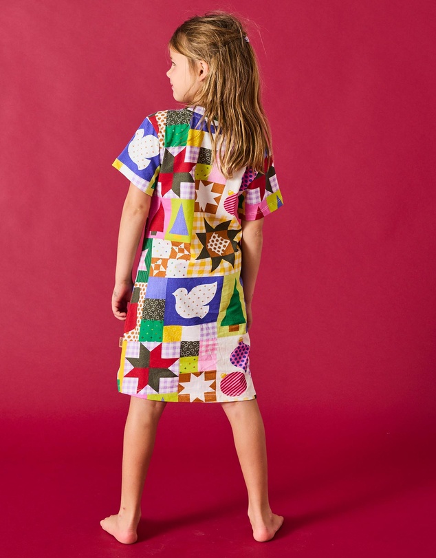 Kip&Co - Christmas Patchwork Organic Cotton Short Sleeve Nighties - Babies-Teens
