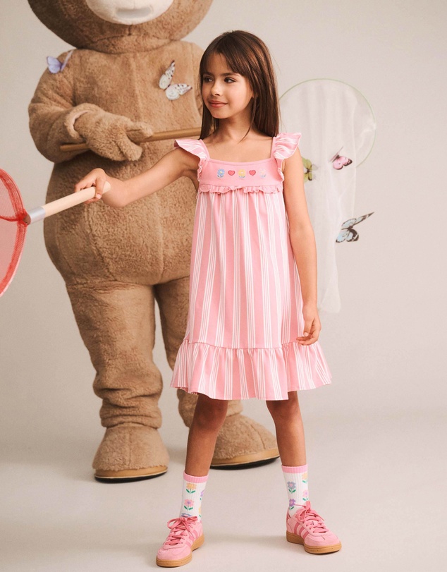 Huxbaby - Floral Emb Stripe Dress - Babies-Teens