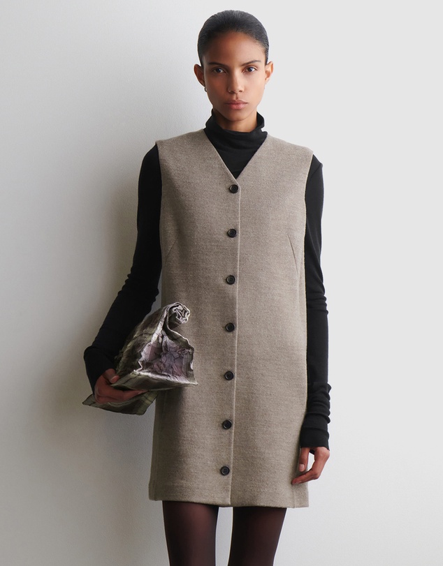 COS - Merino Wool Buttoned Shift Mini Dress