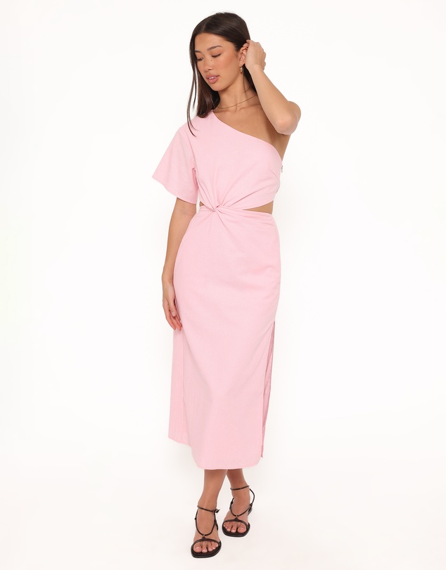 Petal & Pup - Samira One Shoulder Midi Dress - Pink