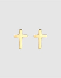 Elli Jewelry - Kids - Earrings Kids Cross Religion Faith Trend in 925 Sterling Silver Gold Plated