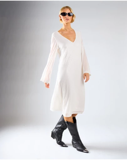 Glamorous - V neck long sleeves midi dress