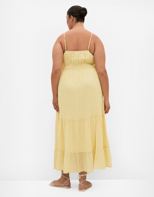 City Chic - Plus size Ditsy Print Tiered Maxi Dress - lemon