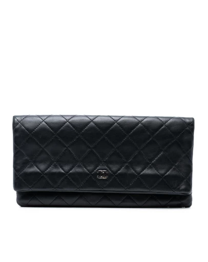 Pre-Loved by Azura Reborn - Pre-Loved Quilted Lambskin CC Beauty Foldover Clutch