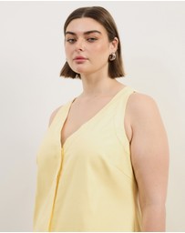 Atmos&Here Curvy - Maura V-Neck Longline Linen Blend Vest