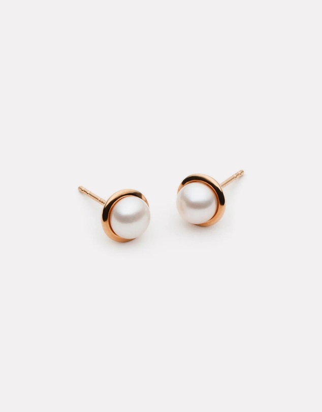 Najo - Moonbeam Rose Gold & Pearl Stud Earring