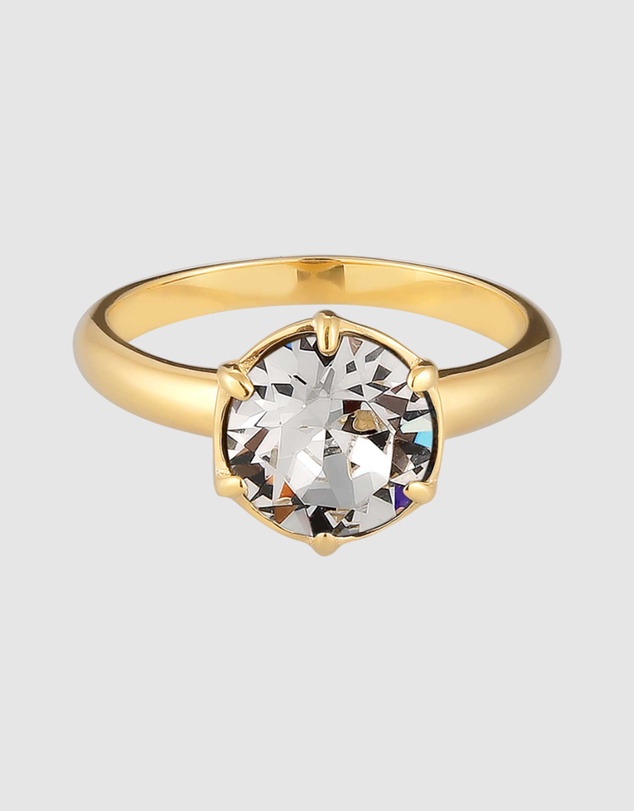 Elli Jewelry - Ring Women White Crystal 925 Sterling Silver Gold Plated