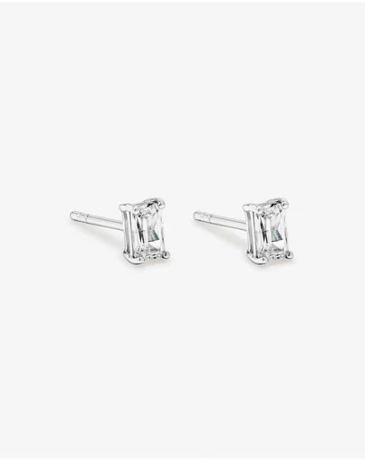Michael Hill - Emerald-Cut Cubic Zirconia Solitaire Stud Earrings in Sterling Silver