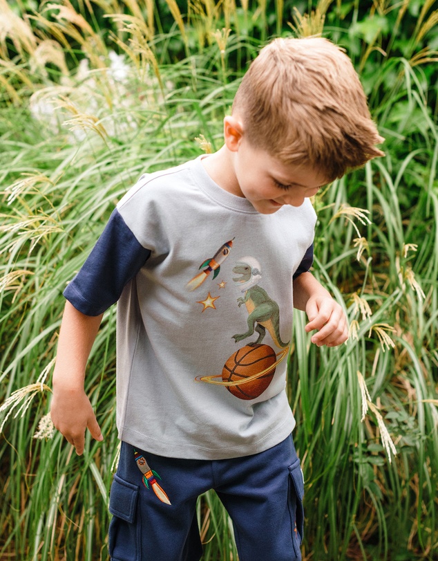 Fleur Harris - 'Out of This World' Orbit Tee in Pale Blue