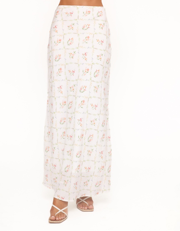 Petal & Pup - Steele Bias Maxi Skirt - White Vintage Floral