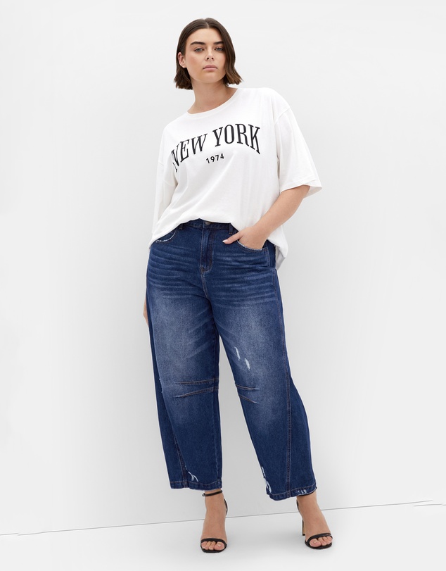 City Chic - Plus size Harley Fit Bea Barrel Jean - dark wash
