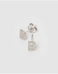 Izoa - Alphabet Mini Letter B Stud Earrings Silver