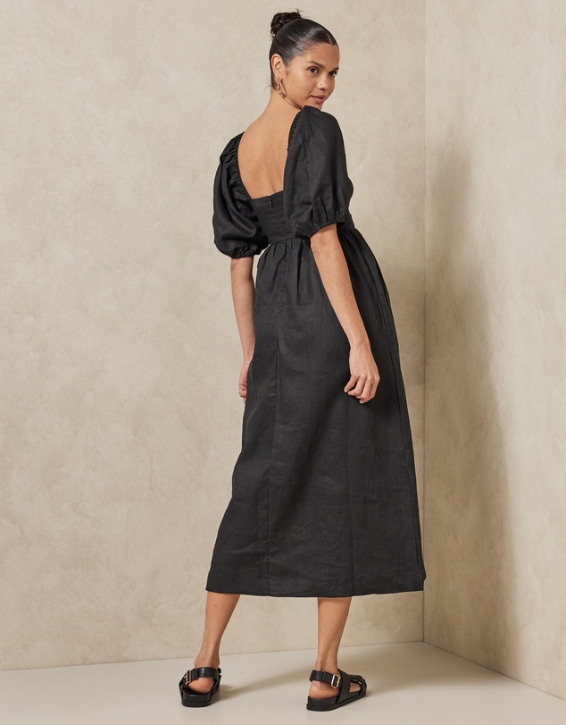 AERE - Corset Linen Midi Dress
