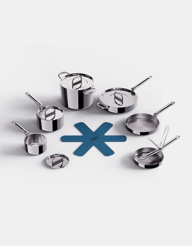 Joseph Joseph - Space Steel 6-piece Stainless-steel Cookware Set with Folding Handles