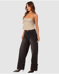 EDIKTED - Linen Look Open Back Top