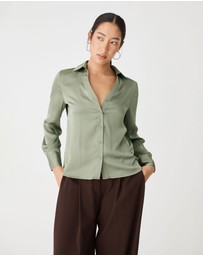 Forcast - Lila V-neck Satin Blouse