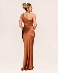 Six Stories - One Shoulder Satin Ruched Bridesmaid Dress