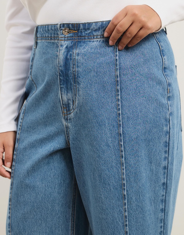 Atmos&Here Curvy - Lorie Pin Tuck Wide Leg Jeans
