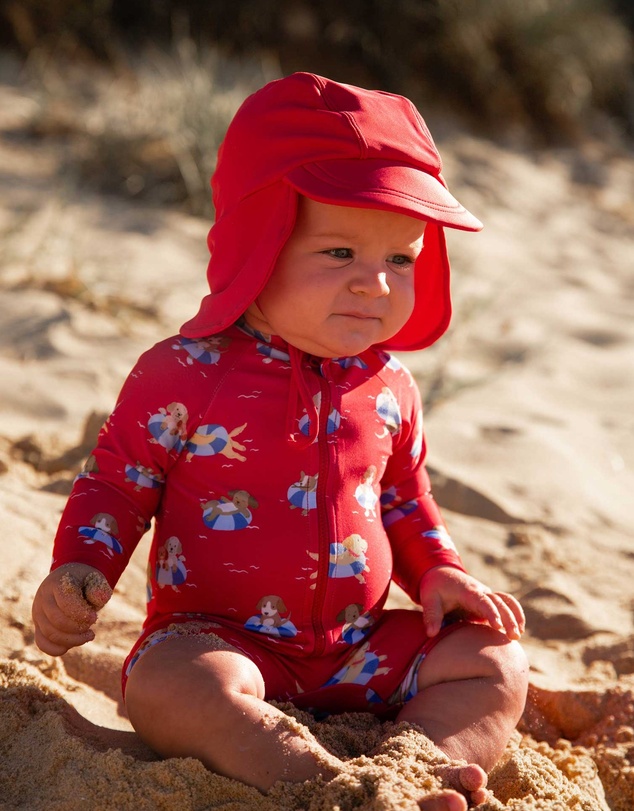 Purebaby - Printed Long Sleeve Rashie Sunsuit- Kids-Babies