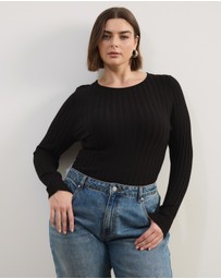 Atmos&Here Curvy - Rumi LS Fitted Rib Knit Top