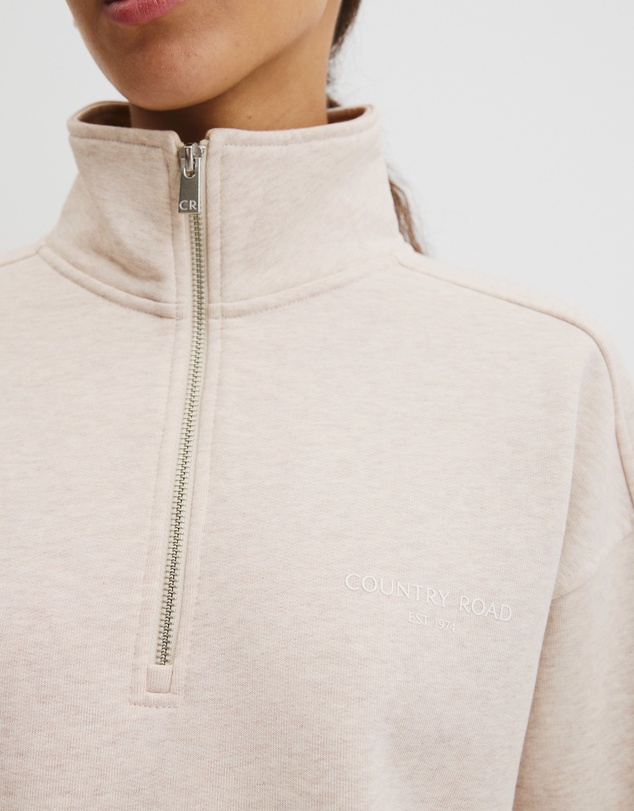 Country Road - Australian Good Earth Cotton Zip Neck Sweat