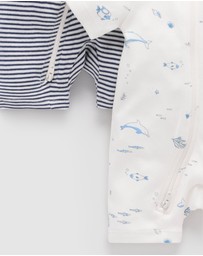 Purebaby - 2 Pack Short Zip Growsuit -Babies