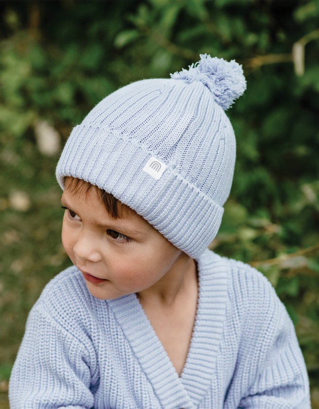 Kynd Baby - Organic Chunky Rib Knit Beanie in Sky Blue