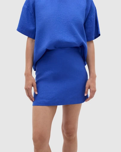 Seed Heritage - Core Linen Curve Hem Mini Skirt