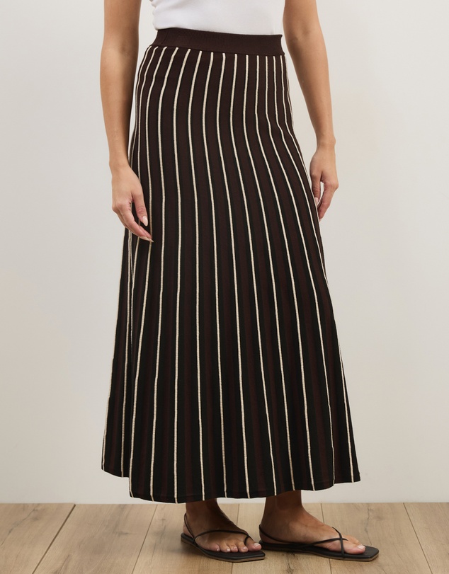 Atmos&Here - Mary Knitted Stripe Midi Skirt