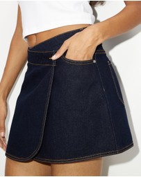 Dazie - Summer Muse Denim Wrap Mini Skirt