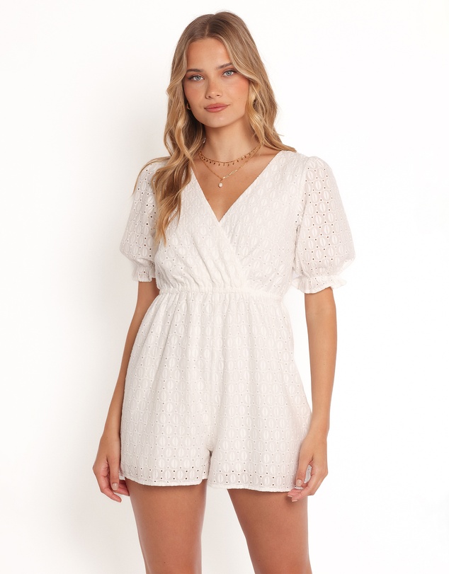 Petal & Pup - Charlsie Puff Sleeve Playsuit - White