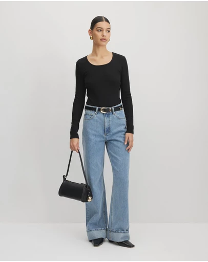 AERE - Suki High Rise Hem Detail Jeans