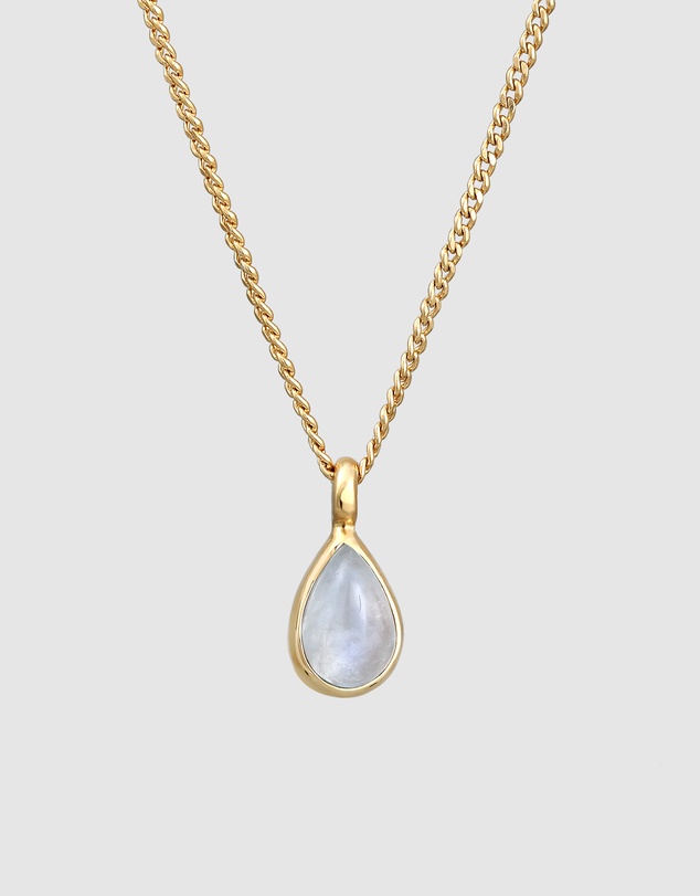 Elli Jewelry - Moonstone Teardrop Necklace in Gold-Plated 925 Silver