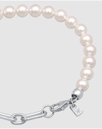 Kuzzoi - ICONIC EXCLUSIVE - Bracelet Male Shell Pearl Link Chain 925 Sterling Silver