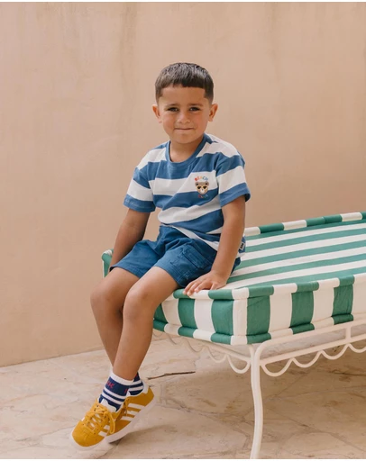 Huxbaby - Beach Club Hux Block Stripe Drop Shoulder Tee - ICONIC EXCLUSIVE - Babies-Kids