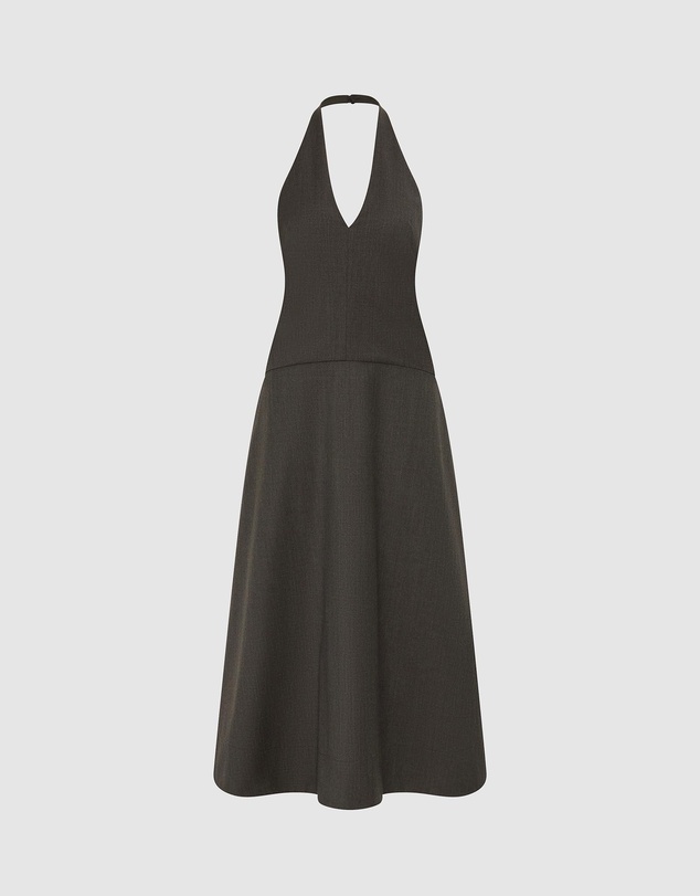 St. Agni - Wool Halter Plunge Dress