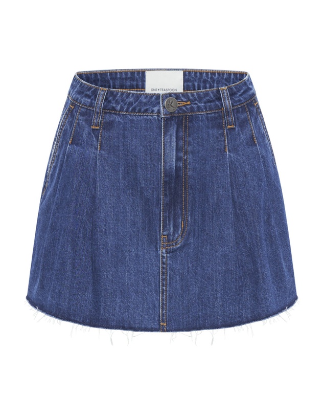 ONE TEASPOON - Bluemoon Pleated Micro Mini Denim Skirt