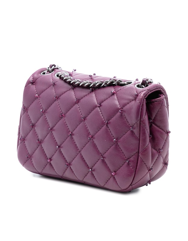 Pre-Loved by Azura Reborn - Pre-Loved Extra Mini Rectangular Lambskin Beaded Single Flap
