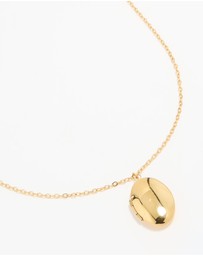 Lovisa - Waterproof Gold Plated Stainless Steel Oval Locket Short Necklace