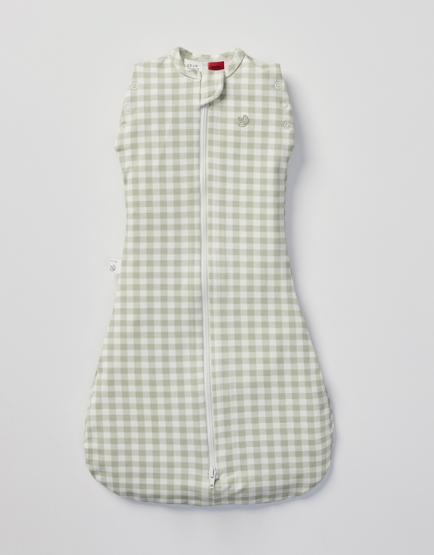 Grow Kindly - Swaddle Sleeping Bag in Gumleaf Gingham - 0.5 TOG