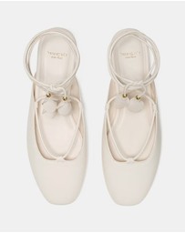 Kate Spade - Eloise Floral Smooth Leather Ankle Wrap Mule Flats