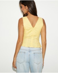 Dazie - Weekend Wine Linen Blend Top