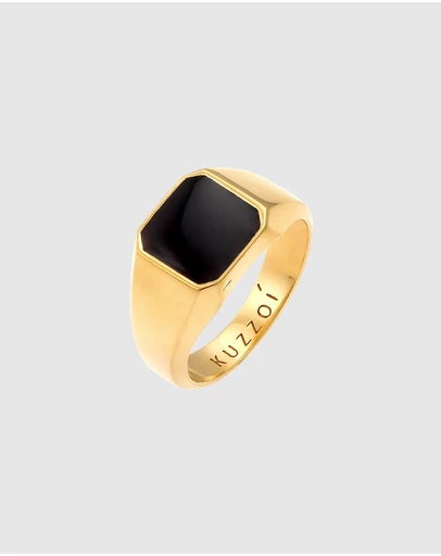 Kuzzoi - ICONIC EXCLUSIVE - Enamel Signet Ring in Gold-Plated 925 Sterling Silver