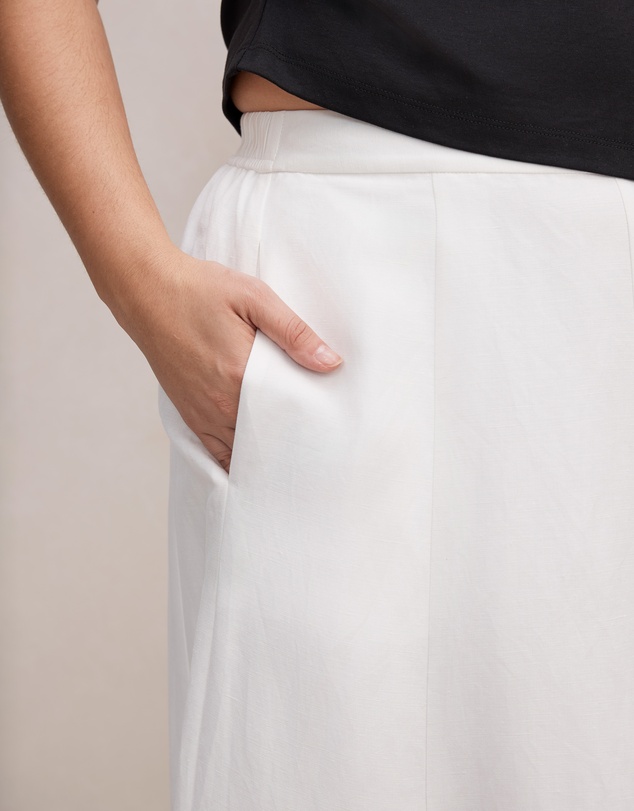 Forever New Curve - Georgina Curve Linen Blend Midi Skirt